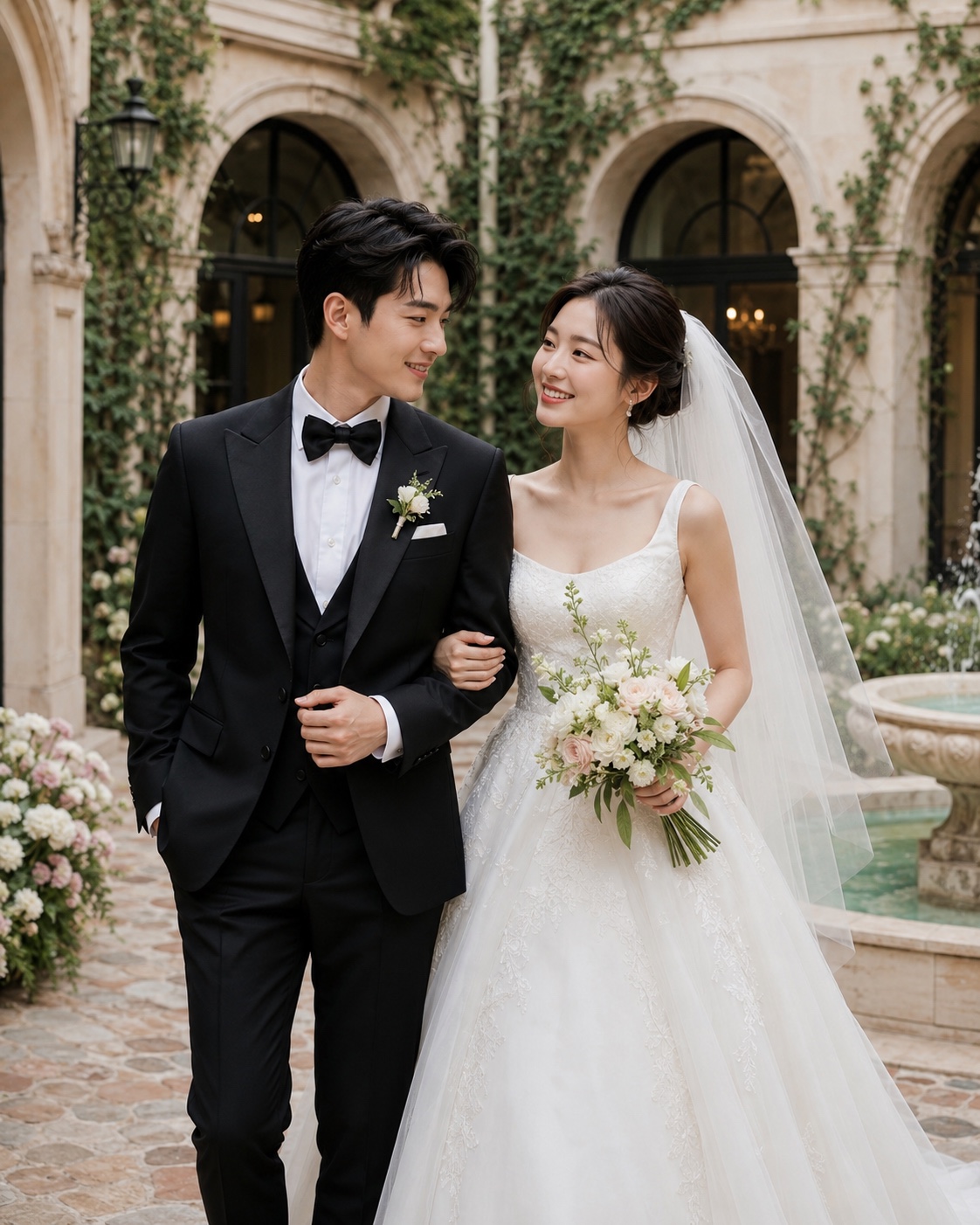 Mira and Theo in a Paris courtyard