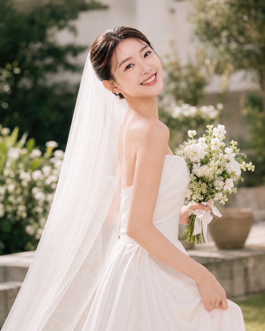 The bride with her bouquet